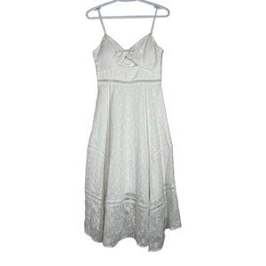 Forever New White Lace Embroidery Midi Dress Sleeveless size 4
